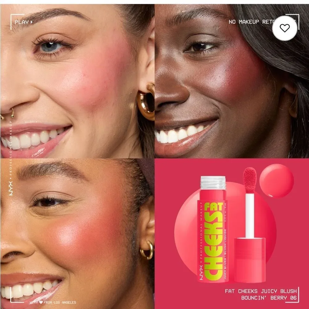 🦋 NYX BOUNCIN’ BERRY - BRIGHT WATERMELON Fat Cheeks Juicy Dewy Liquid Blush New